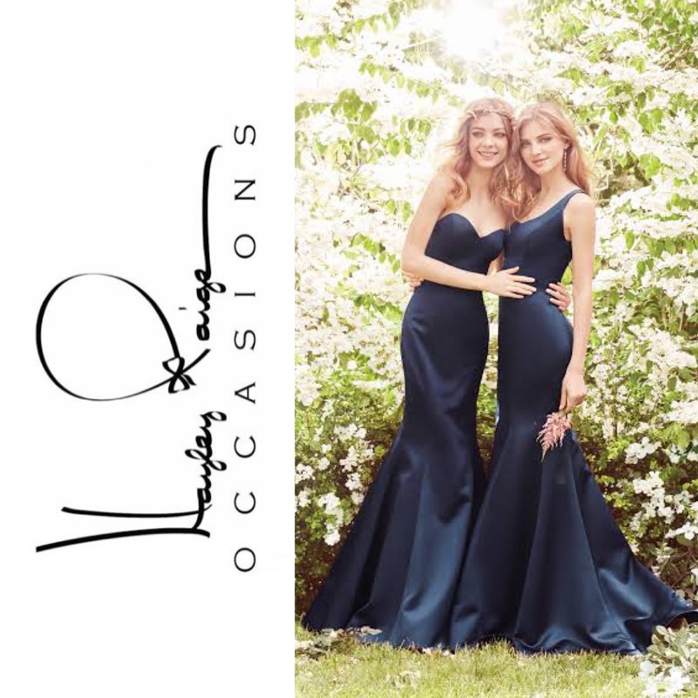 NWT Hayley Paige Indigo Satin size 8 gown